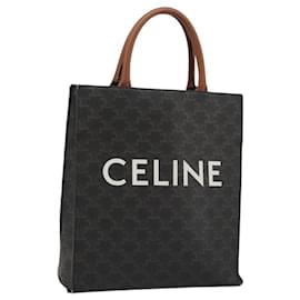 Céline CELINE Triomphe Canvas Vertical Cabas Tote Bag PVC Dark Brown Gold