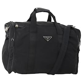 PRADA Boston Bag Nylon 2way Black Silver