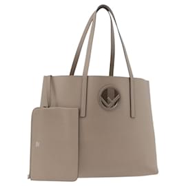 FENDI Tote Bag Leather Gray Silver 8BH348