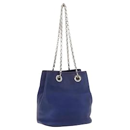 Céline CELINE Chain Shoulder Bag Leather Blue Silver