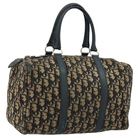 Christian Dior Trotter Canvas Hand Bag Navy Silver