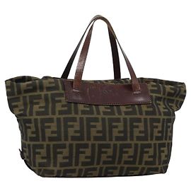 FENDI Zucca Canvas Hand Bag Black Brown