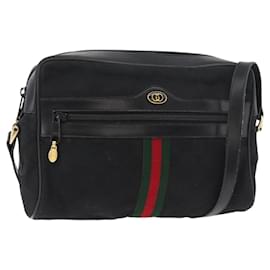 GUCCI GG Canvas Web Sherry Line Shoulder Bag Black Gold 001 4071 5
