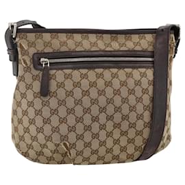 GUCCI GG Canvas Shoulder Bag Outlet Beige Silver 388930