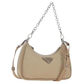 PRADA Shoulder Bag Nylon 2way Beige Silver