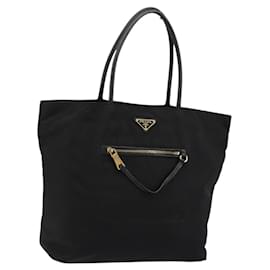 PRADA Tote Bag Nylon Schwarz Gold