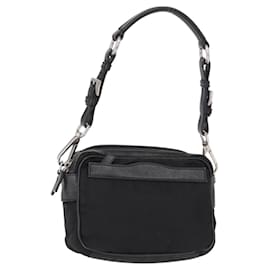 Borsa a tracolla PRADA in nylon nero e argento, autentica 155226