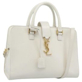 SAINT LAURENT Baby Kabas Handtasche Leder 2way White Gold