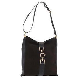 GUCCI Shoulder Bag Suede Brown Gold 001 4051