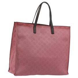 GUCCI GG Canvas Tote Bag Nylon Pink Silver 355732