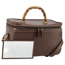 GUCCI Bamboo Hand Bag Leather 2way Brown Gold 013 2122 2491