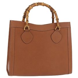 GUCCI Sac à main Bamboo Cuir Marron Or 002 123 0260