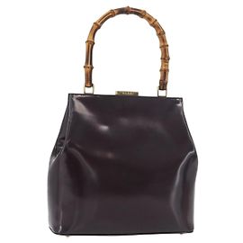 GUCCI Bamboo Hand Bag Lackleder Bordeaux Gold 000 4781 0295