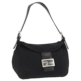 FENDI Mamma Baguette Shoulder Bag Nylon Black Silver