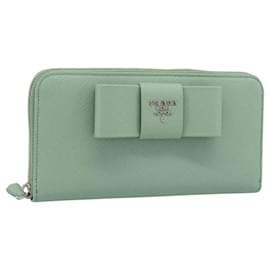 PRADA Cartera larga Ribbon piel Saffiano Verde Plata