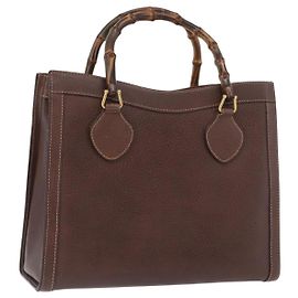 GUCCI Bamboo Hand Bag Leather Brown Gold 002 123 0260