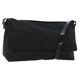 FENDI Zucca Canvas Shoulder Bag Black Silver