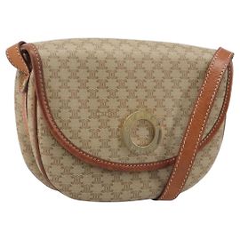 Céline CELINE Macadam Canvas Shoulder Bag PVC Beige Gold