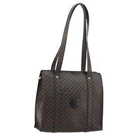 Céline CELINE Macadam Canvas Tote Bag PVC Leder Schwarz Gold