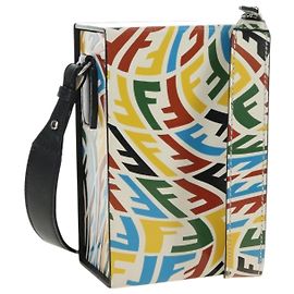 FENDI Zucca Canvas Vertigo Shoulder Bag PVC Multicolor Silver