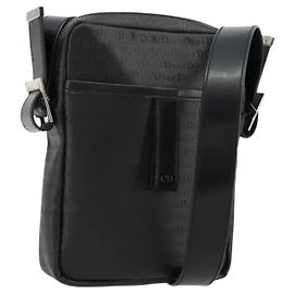 Christian Dior Shoulder Bag Coated Canvas Black Silver