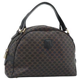 Céline CELINE Macadam Canvas Hand Bag PVC Leather Black Gold
