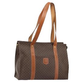 Céline CELINE Macadam Canvas Tote Bag PVC Leder Braun Gold