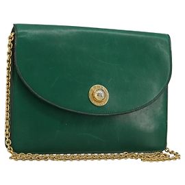 Céline Borsa a tracolla CELINE con catena in pelle verde e oro, autentica 177238A