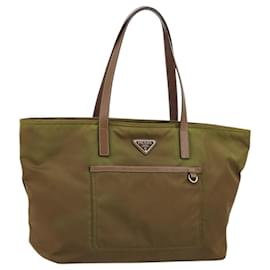 PRADA Tote Bag Nylon Green Silver