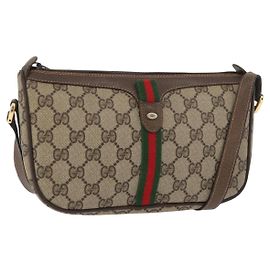 GUCCI GG Supreme Web Sherry Line Bag PVC Beige Gold 89 02 054