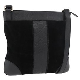 GUCCI GG Canvas Guccissima Bag Leather Suede Outlet Black 272396