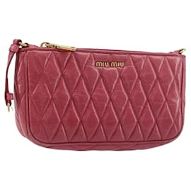 Miu Miu Pouch Leather Pink Gold