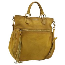 Miu Miu Hand Bag Suede 2way Yellow Gold