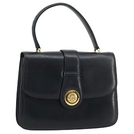 Sac à main GUCCI en cuir bleu marine et or