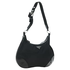 PRADA Shoulder Bag Nylon Black Silver