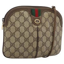 GUCCI GG Supreme Web Sherry Line Bag PVC Beige Gold 904 02 047