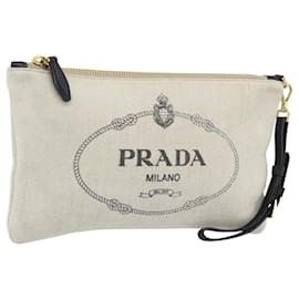 PRADA Canapa Pouch Canvas White Gold 1NH018 - Prada