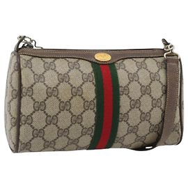 GUCCI GG Supreme Web Sherry Line Bag PVC Beige Gold 41 02 018