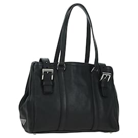 PRADA Tote Bag Leather Black Silver - Prada