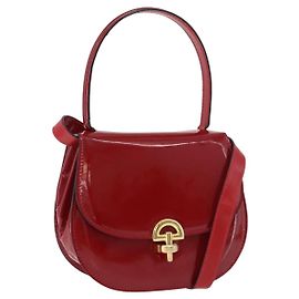 Céline CELINE Hand Bag Patent leather 2way Red Gold