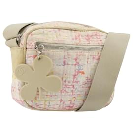 CHANEL Shoulder Bag Canvas Pink Beige Silver CC