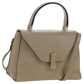 Valextra Isidide Hand Bag Leather 2way Beige Gold