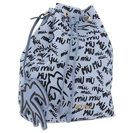 Miu Miu Purse Hand Bag Canvas Blue Gold