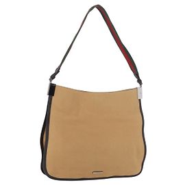 GUCCI Shoulder Bag Canvas Beige Silver 001 4321
