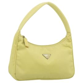 PRADA Hand Pouch Nylon Yellow Silver