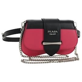 PRADA Sydney Chain Shoulder Bag Leather 2way Black Pink Silver - Prada
