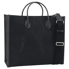 GUCCI Jumbo GG Canvas Hand Bag 2way Black Silver 678839