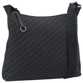 Christian Dior Trotter Canvas Shoulder Bag Black Silver