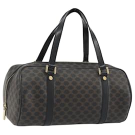 Céline CELINE Macadam Canvas Mini Boston Bag PVC Black Gold