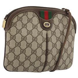 GUCCI GG Supreme Shoulder Bag PVC Leather Beige Gold